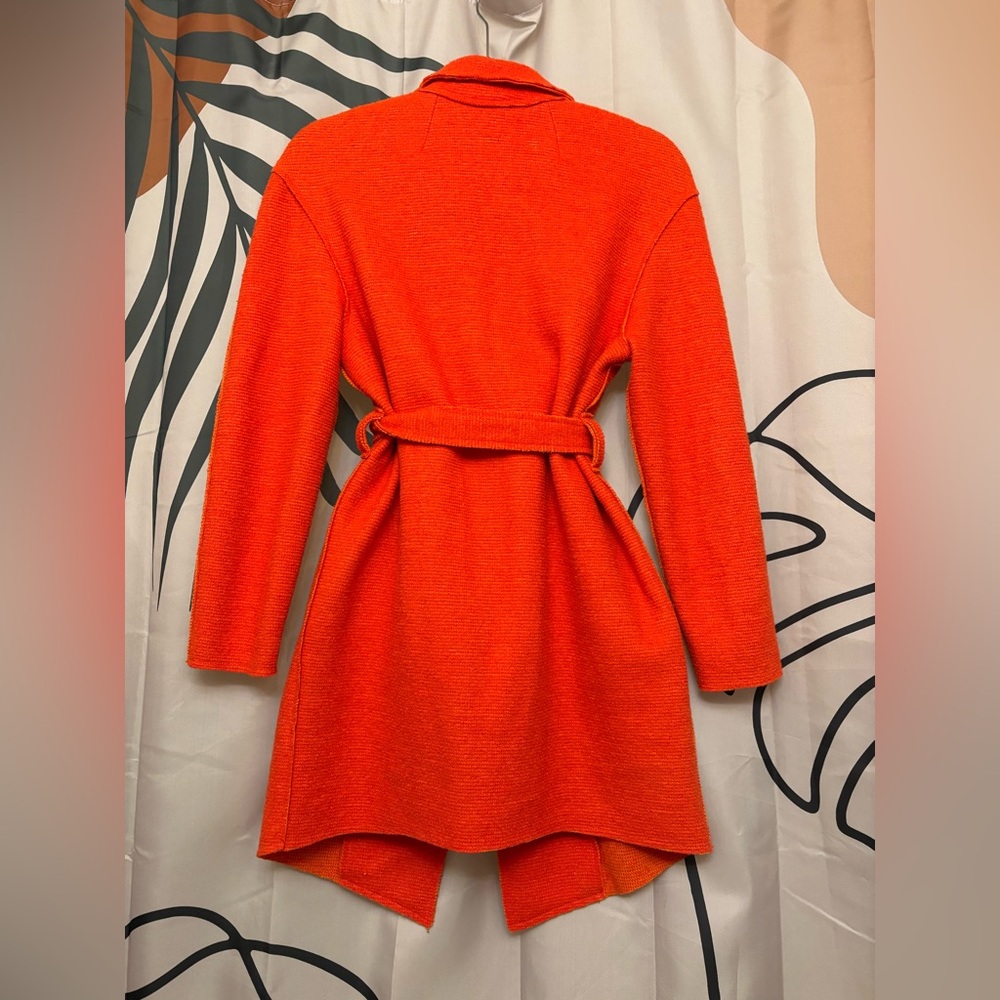 Only Vibrant Orange Wool Belted Coat - Picture 3 of 5